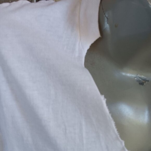 Vintage White BVD XL Mens T-Shirt Single Stitch Combed Cotton Distressed V-Neck - Picture 5 of 6